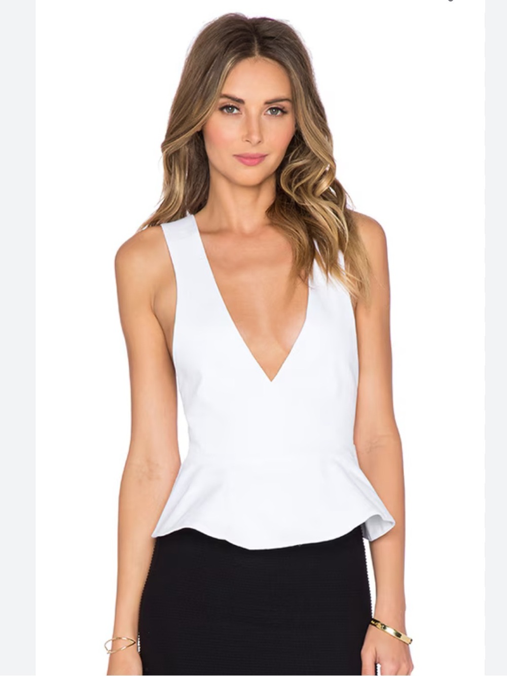 Sawyer Peplum Top in White